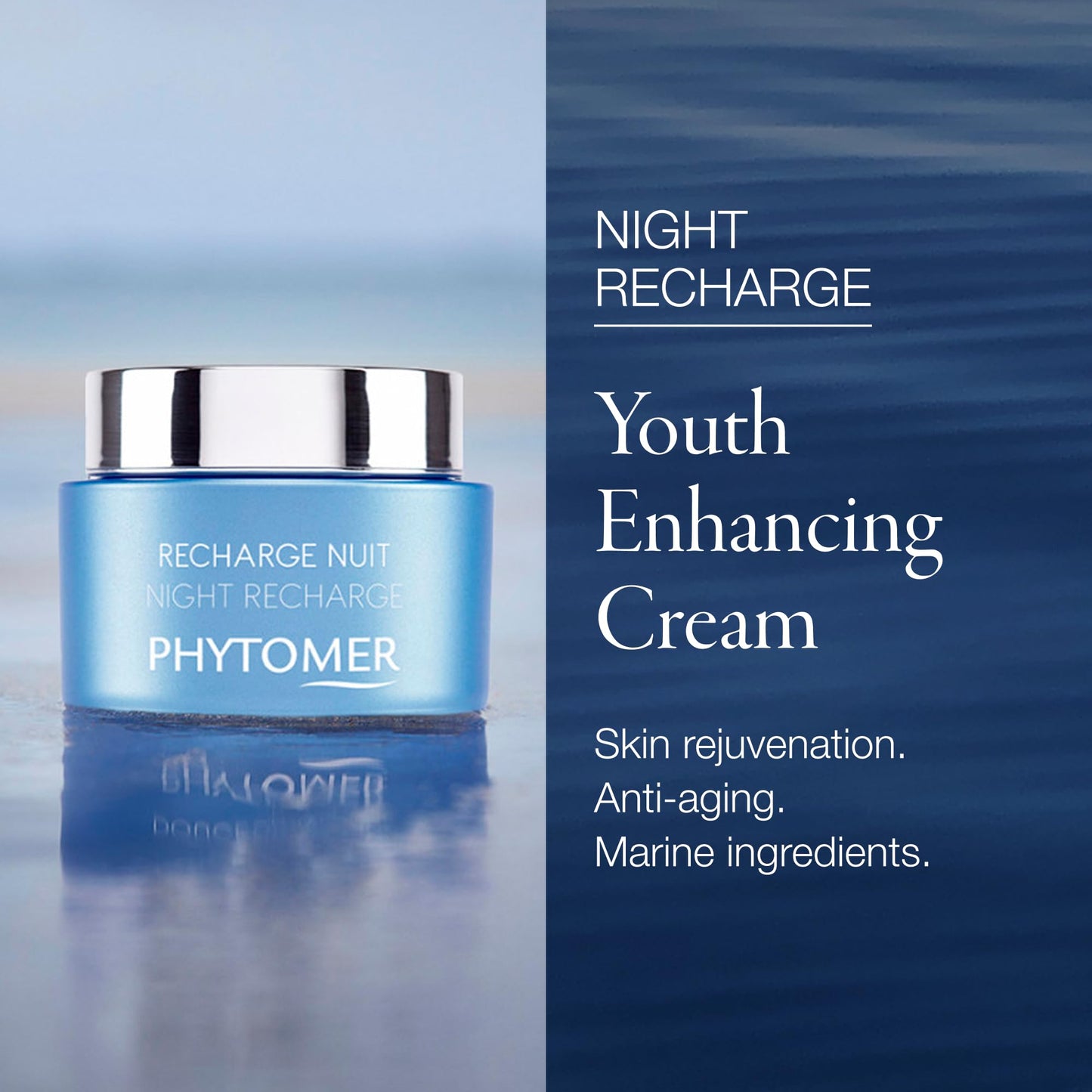 PHYTOMER Night Recharge Hydrating Night Cream | Youth Enhancing, Anti-Aging Face Moisturizer | Ultra-Soothing Protective Overnight Cream | Reduce Wrinkles and Fine Lines | 50ml
