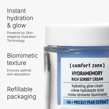 Hydramemory Rich Sorbet Cream | Hydrating Glow Cream For Long-Lasting Moisturized, Firm, And Radiant Skin | All Day Softness