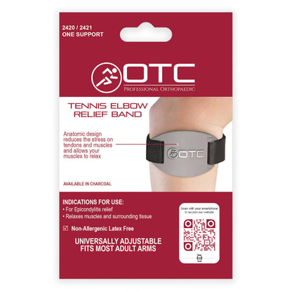 OTC Forearm Compression Strap for Tennis Elbow, Golfers Elbow, Recovery, Graphite Color, Adjustable/Universal