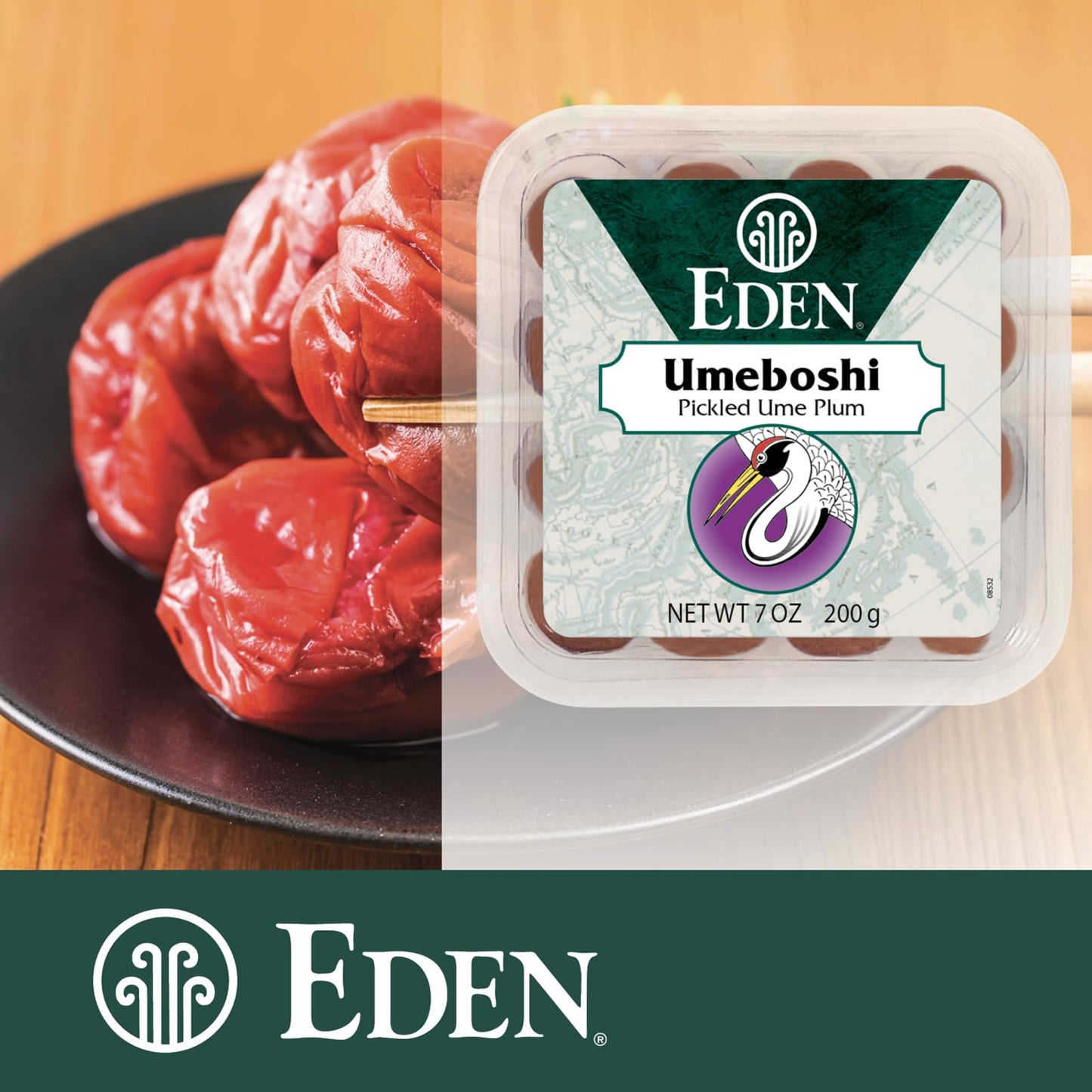 Eden Umeboshi Plum, Japanese Pickled Plum, Wakayama Grown, Whole, Traditionally Made in Japan, No MSG, No Chemical Additives, 7.05 oz