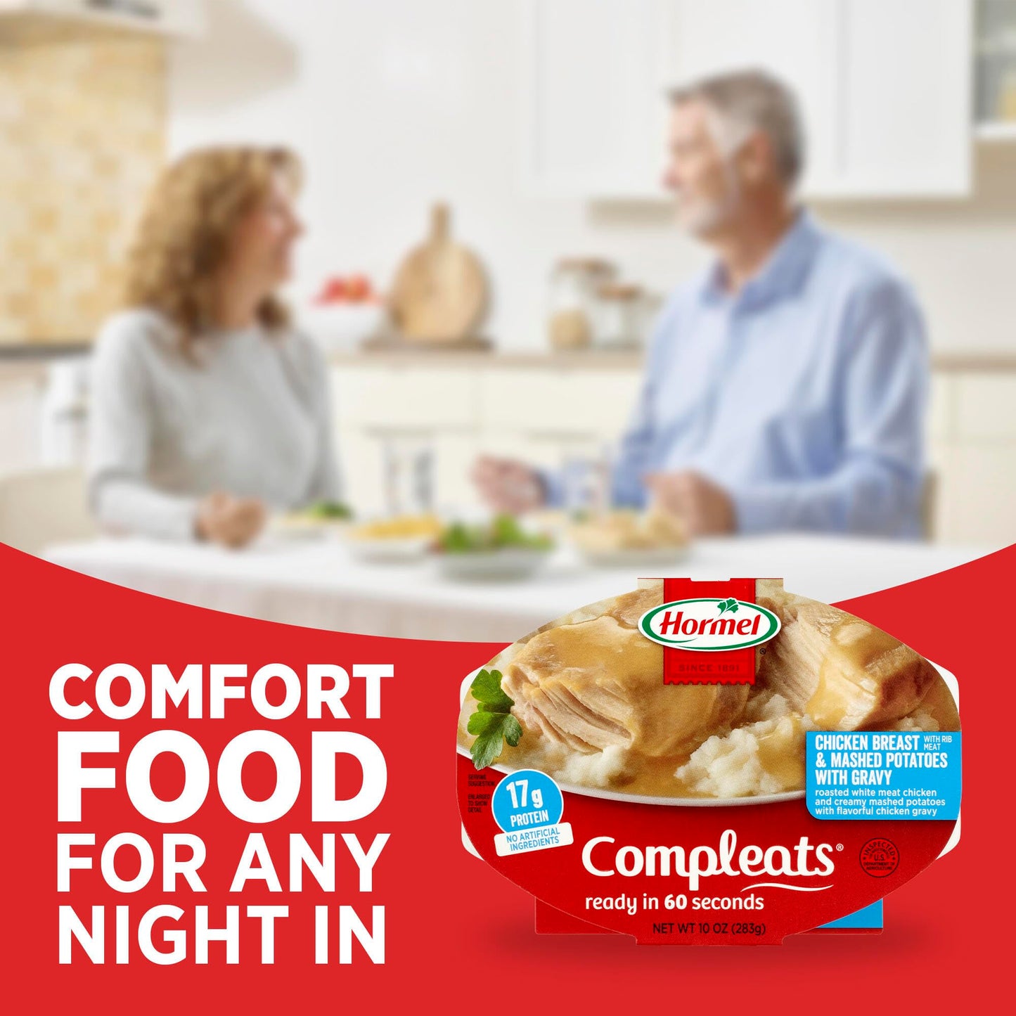 HORMEL COMPLEATS Chicken Breast & Mashed Potatoes With Gravy Microwave Tray, 10 oz (Pack of 6)
