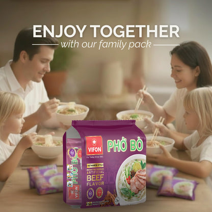 VIFON Phở Bò Vietnamese Style Instant Rice Noodles, 2.11 oz (Pack of 4) | Halal Certified | Authentic Vietnamese Phở | Ready in 3 Minutes
