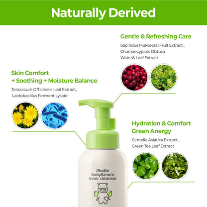 Baby & Mom Intimate Wash – Gentle Antibacterial Cleanser for Delicate Areas, pH-Balanced, Deodorizing, Soothing Foam Care for Sensitive Skin, 8.45 fl oz