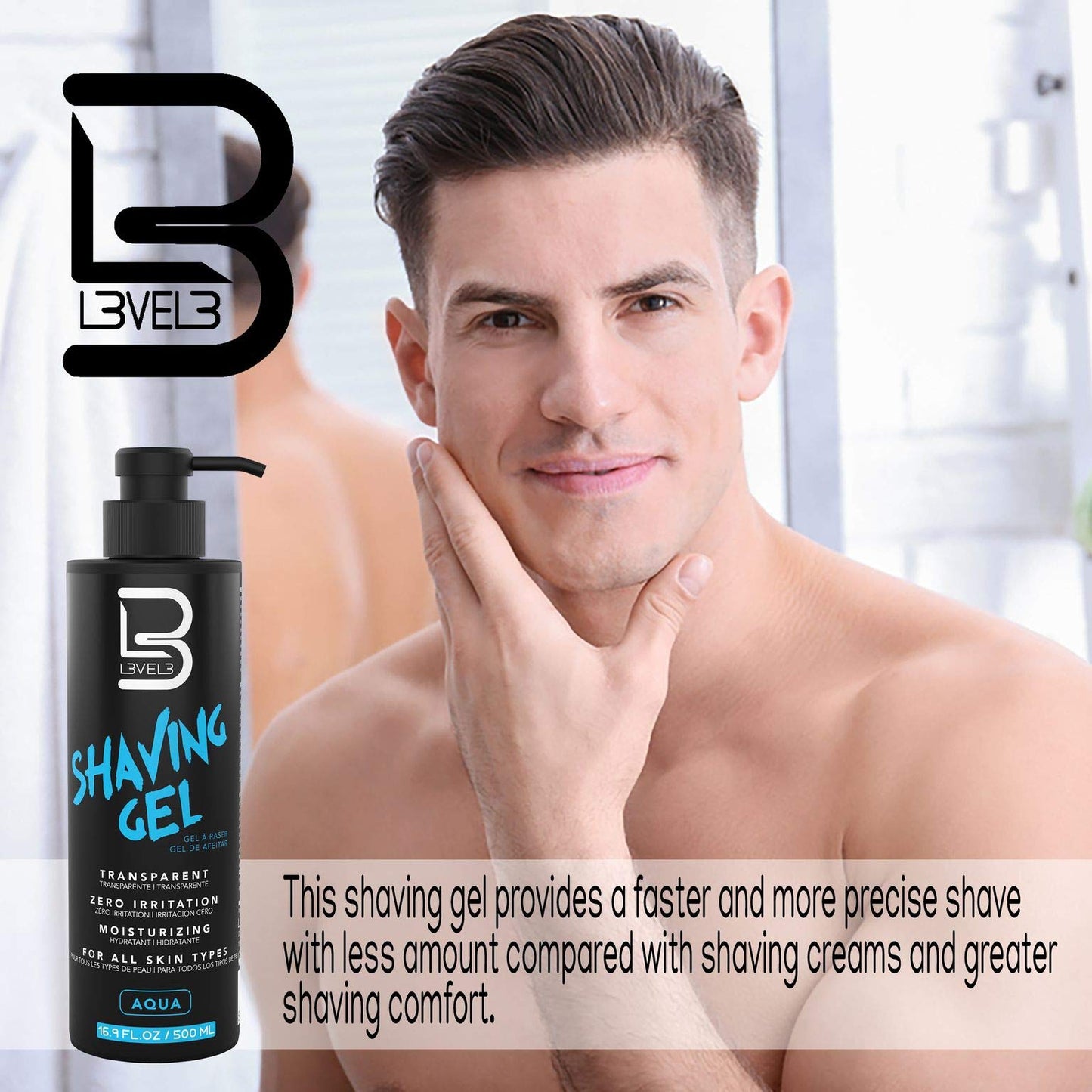 L3 Shaving Gel - Straight Razor Shave Gel - Non-Irritating - Refreshing Smell - No Hot Towel Necessary - Level Three Razor Gel (Aqua)