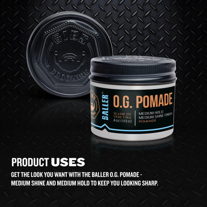 GIBS O.G. Baller Pomade, Flexible Hold and Medium Shine. Water based, Great for all Styles and Textures