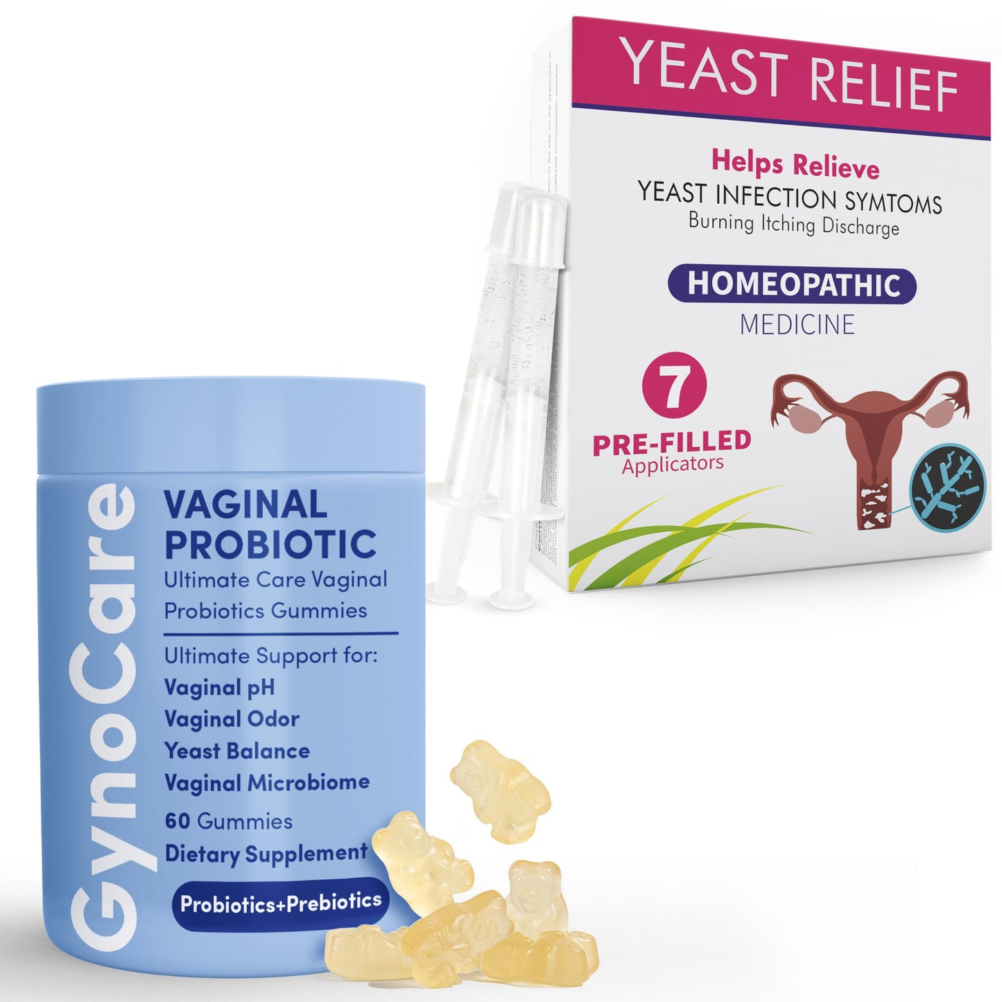 Terramed Just Think Comfort Vaginal Probiotic Gummies for Women + Yeast Infection Treatment with Borax – Comprehensive Support for pH Balance, Odor Control, and Yeast Infection Relief