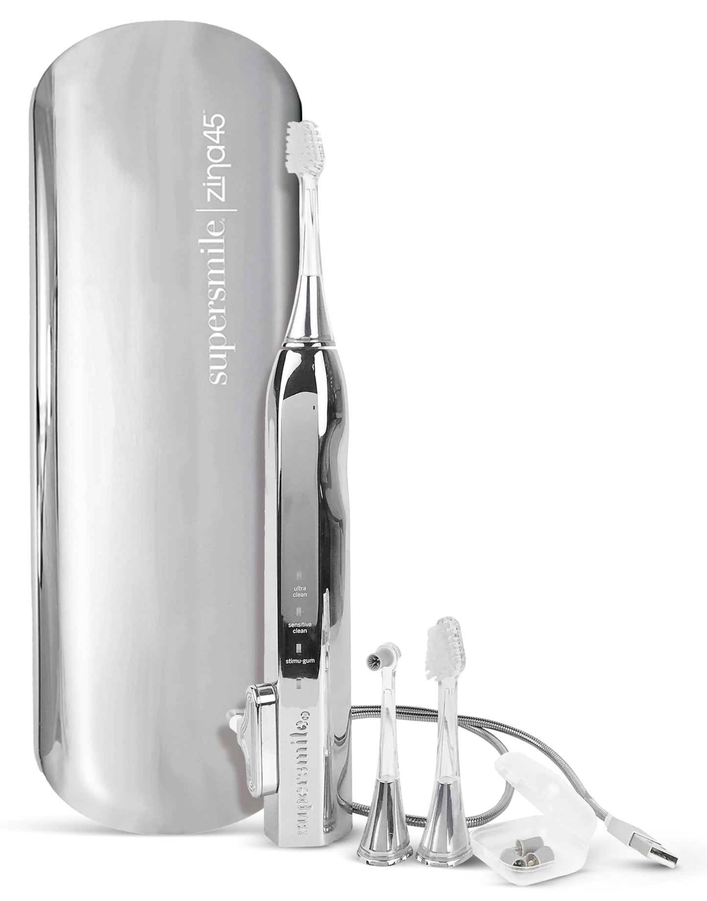 Supersmile Zina45™ Deluxe Sonic Pulse Toothbrush – Rechargeable Electric Brush with Angled Head & Travel Case – for Whiter Teeth and Healthier Gums