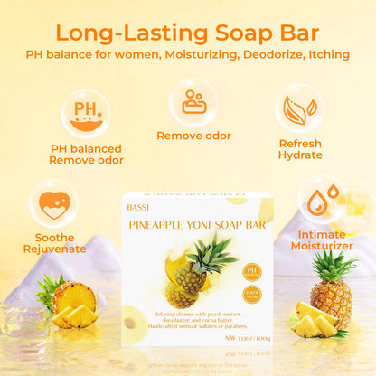 Feminine Wash & Yoni Oil & Yoni Soap Set for Women, Yoni Wash for Vaginal Ph Balance Remove Odor Moisturizing, 5.07 Feminine Wash & 1Fl.Oz Organic Essential Oil & 3.53oz Feminine Care Soap Pineapple