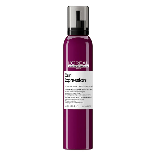 L'Oréal Professionnel Paris Curl Expression 10-in-1 Mousse - Multi-Benefits For Curly and Coily Hair - Defines and Strengthens Curls With Heat Protection, Silicone, Paraben and Alcohol-Free