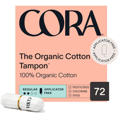 Cora Organic Feminine Care | Applicator and Non-Applicator Tampon Packs | Ultra-Absorbent, Unscented, Natural, Non-Toxic | 36 Light, 108 Regular Tampons | Bundle Pack