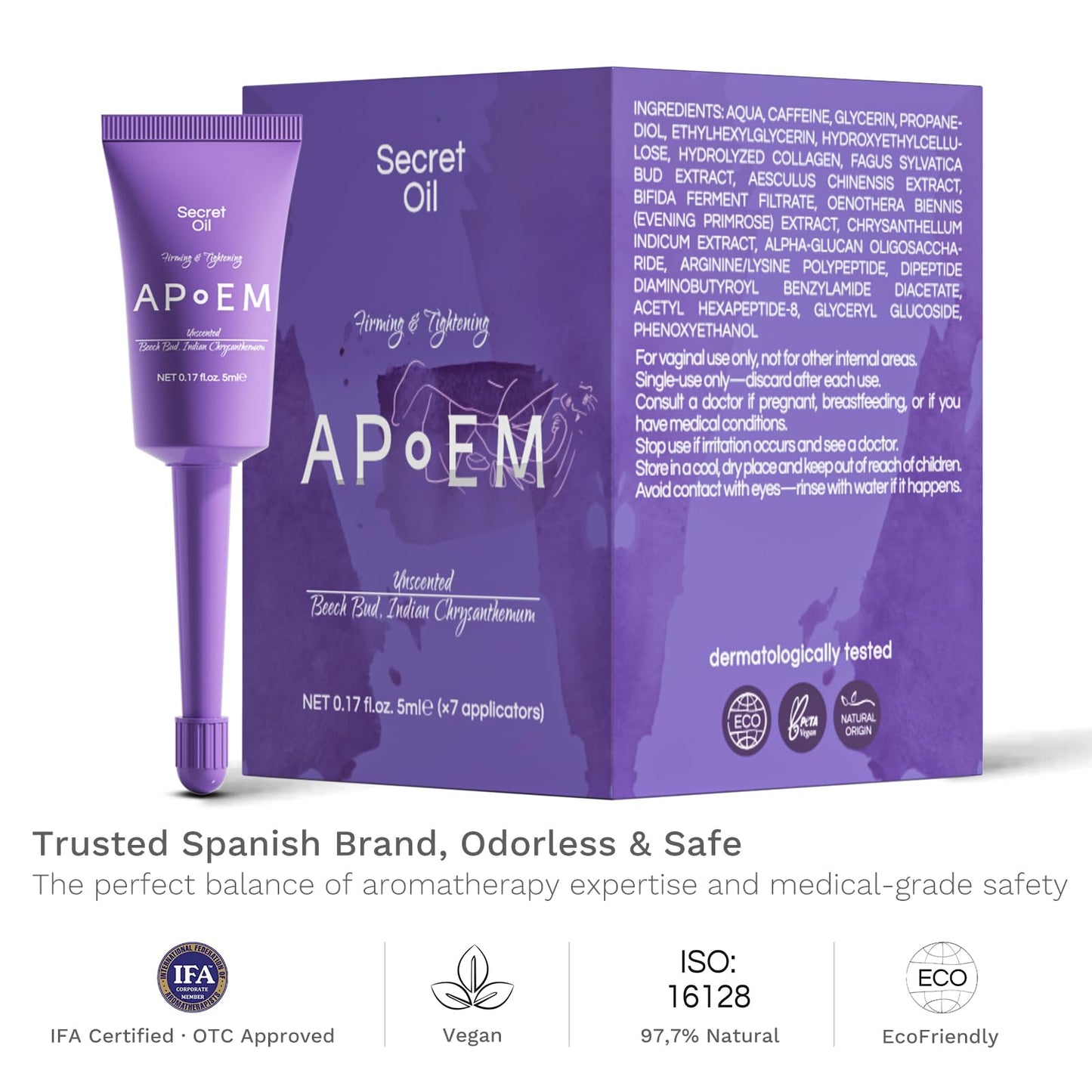 APoEM Feminine Firming Care Gel for Women | 1 Box x 7pcs | Botanical Hydration & pH-Balancing Formula | Intimate Moisturizing Support for Dryness | Single-Use Pre-Filled Tubes