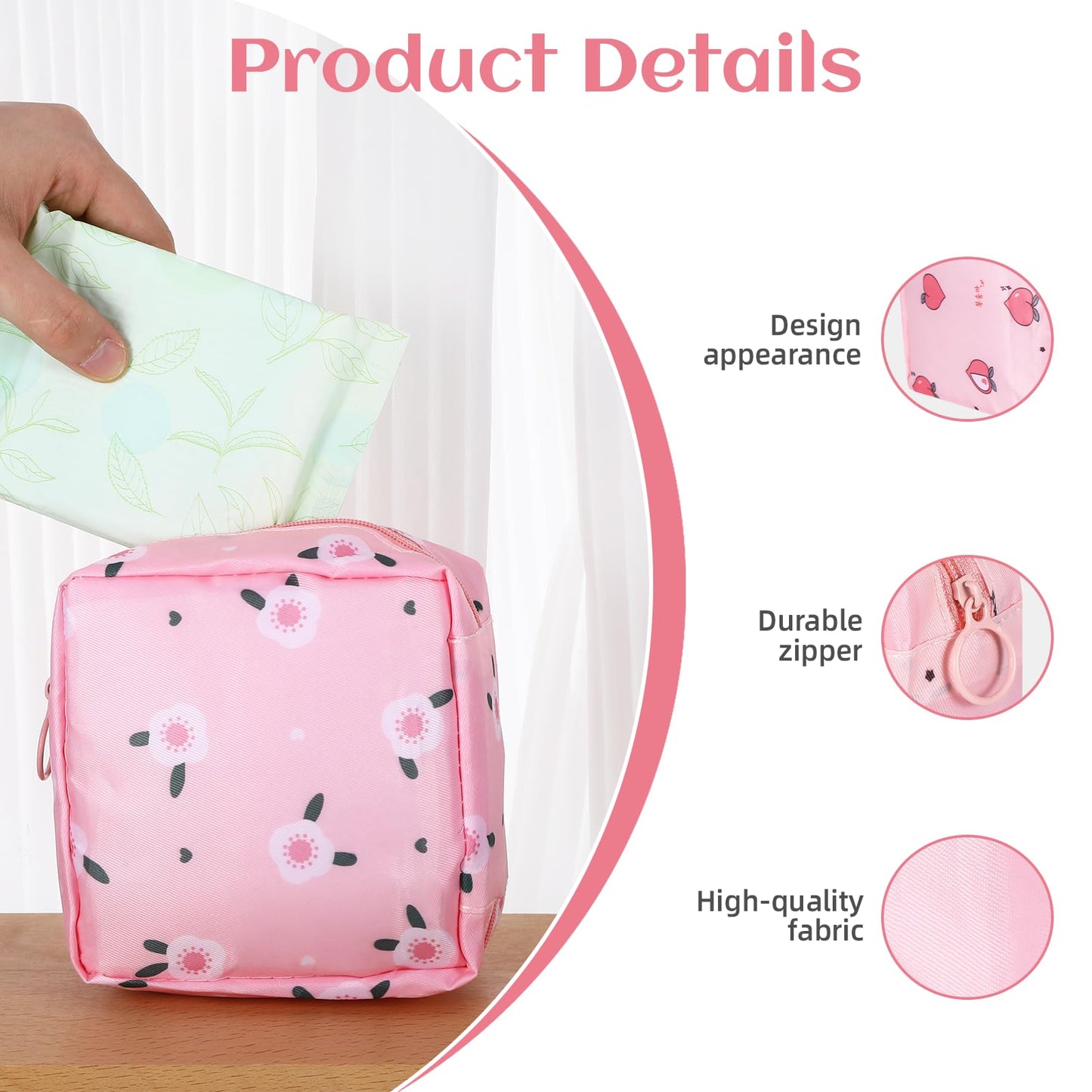 4Pcs Sanitary Napkin Storage Bag, Portable Period Bag for Teen Girls Woman, Pad Pouch Tampon for Purse, Reusable Zipper Period Pouches for Teen School Office Travel Feminine Care Organizer, Cute
