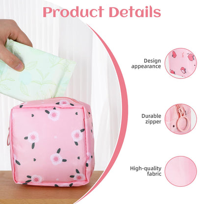 4Pcs Sanitary Napkin Storage Bag, Portable Period Bag for Teen Girls Woman, Pad Pouch Tampon for Purse, Reusable Zipper Period Pouches for Teen School Office Travel Feminine Care Organizer, Cute