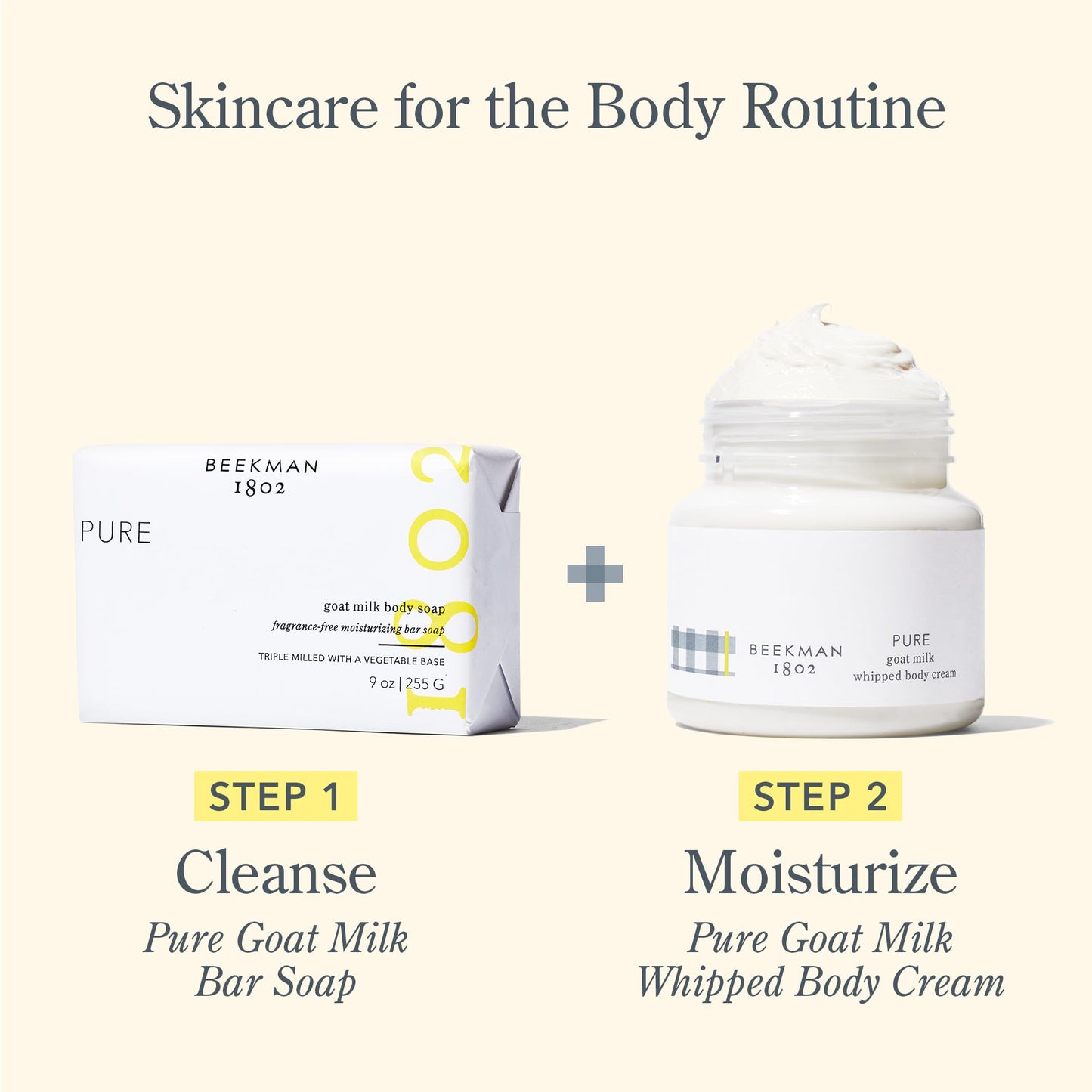 Beekman 1802 Whipped Body Cream – Rich Body Butter & Moisturizing Body Cream, Goat Milk Lotion, Shea Butter & Vitamin E, Hydrating Body Moisturizer for Dry Skin - Pure 8 oz
