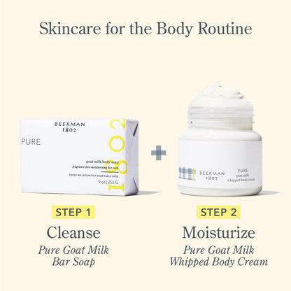 Beekman 1802 Whipped Body Cream – Rich Body Butter & Moisturizing Body Cream, Goat Milk Lotion, Shea Butter & Vitamin E, Hydrating Body Moisturizer for Dry Skin - Pure 8 oz