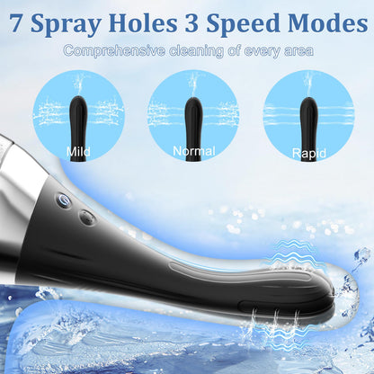 Enema Anal Douche for Men Women - Anti BackFlow Automatic Electric Enema Bulb Silicone Douche with 7 Nozzle 7 Rotating 3 Speeds for Colon Cleanse, Remote Control Feminine Care Shower Kit Bottle 16.9oz