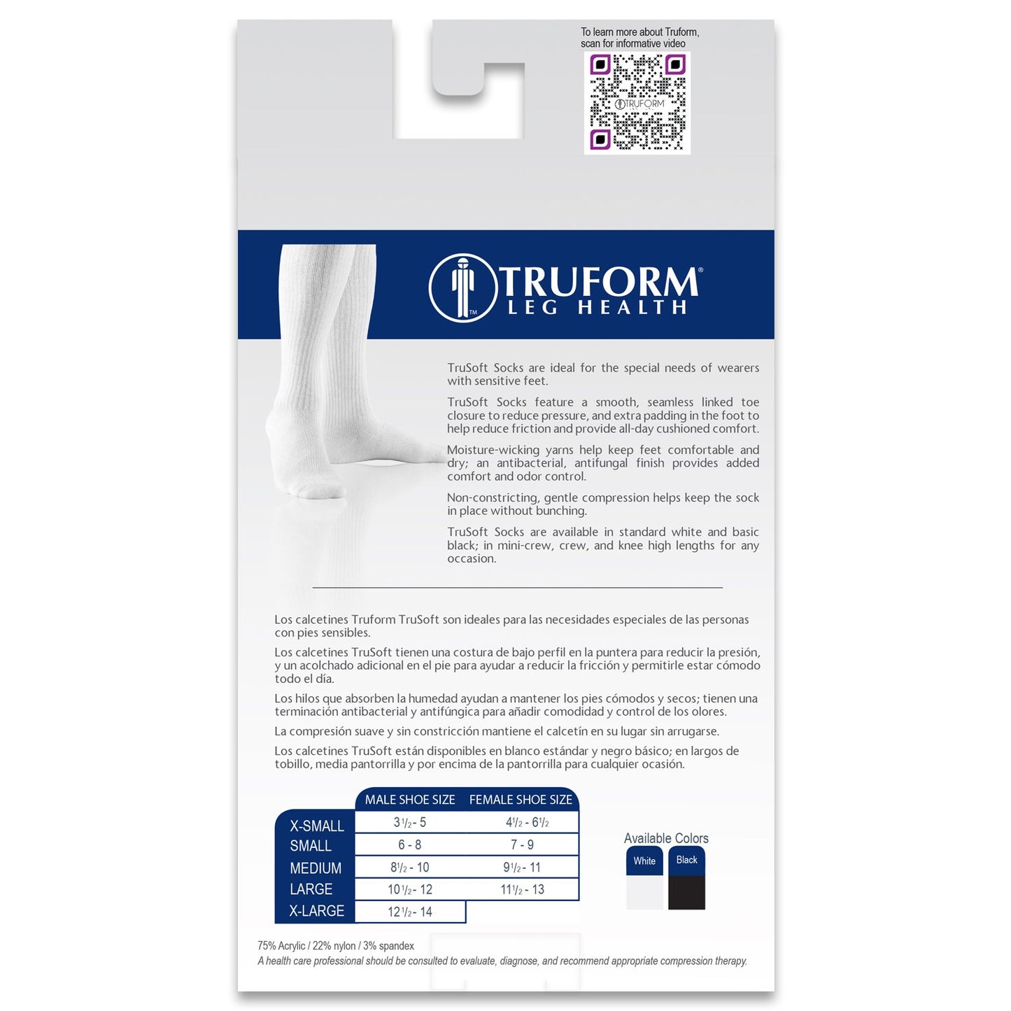 Truform Diabetic Compression Socks for Men and Women, 8-15 mmHg Knee High Over Calf Length, Black, X-Small