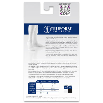 Truform Diabetic Compression Socks for Men and Women, 8-15 mmHg Knee High Over Calf Length, Black, X-Small