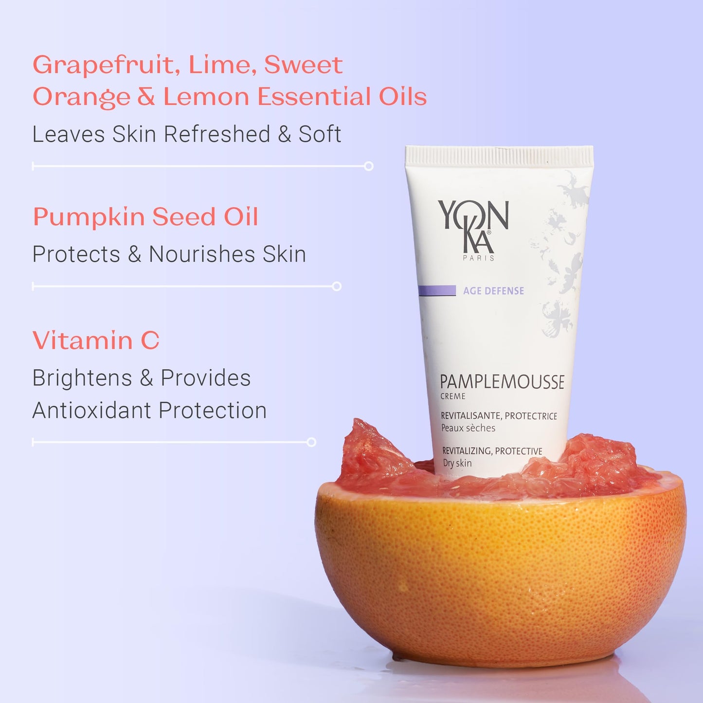 Yonka Pamplemousse Face Cream | Daily Hydrating Face Moisturizer | Lightweight Lotion with Vitamin C to Tighten Pores and Mattify Skin | Paraben-Free