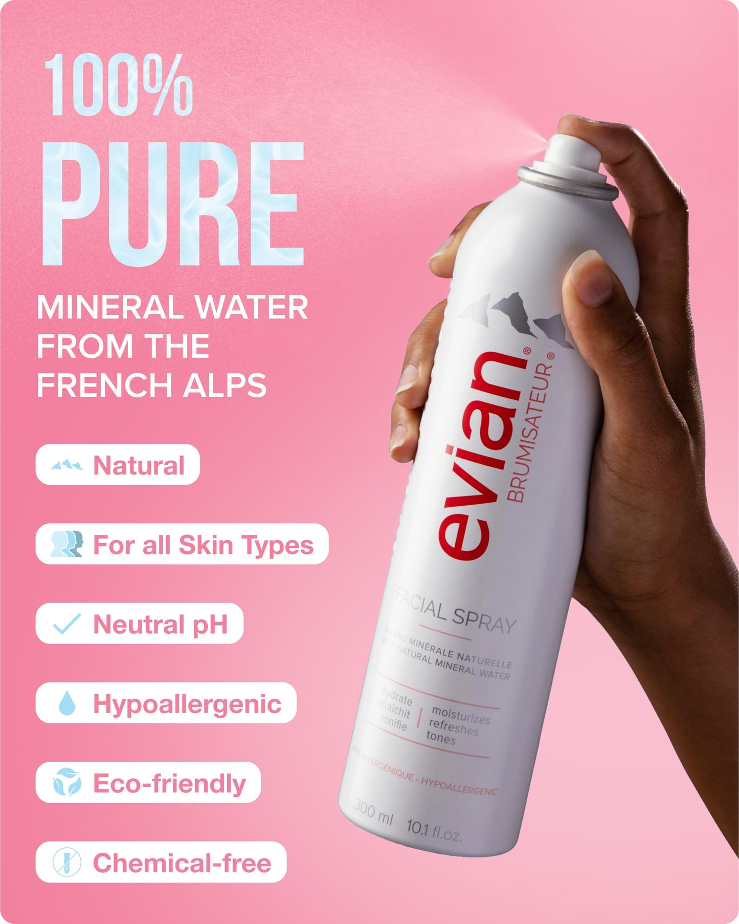 Evian Facial Spray - Hydrating Mineral Water Mist for Face & Skin - Refreshes Makeup, Sets, & Tones - Daily Skincare Essential for Hydration and Moisturizing