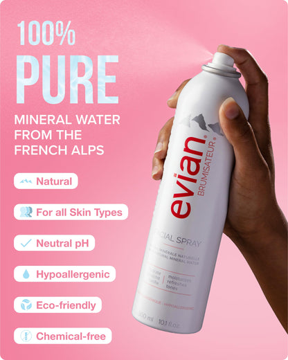 Evian Facial Spray - Hydrating Mineral Water Mist for Face & Skin - Refreshes Makeup, Sets, & Tones - Daily Skincare Essential for Hydration and Moisturizing