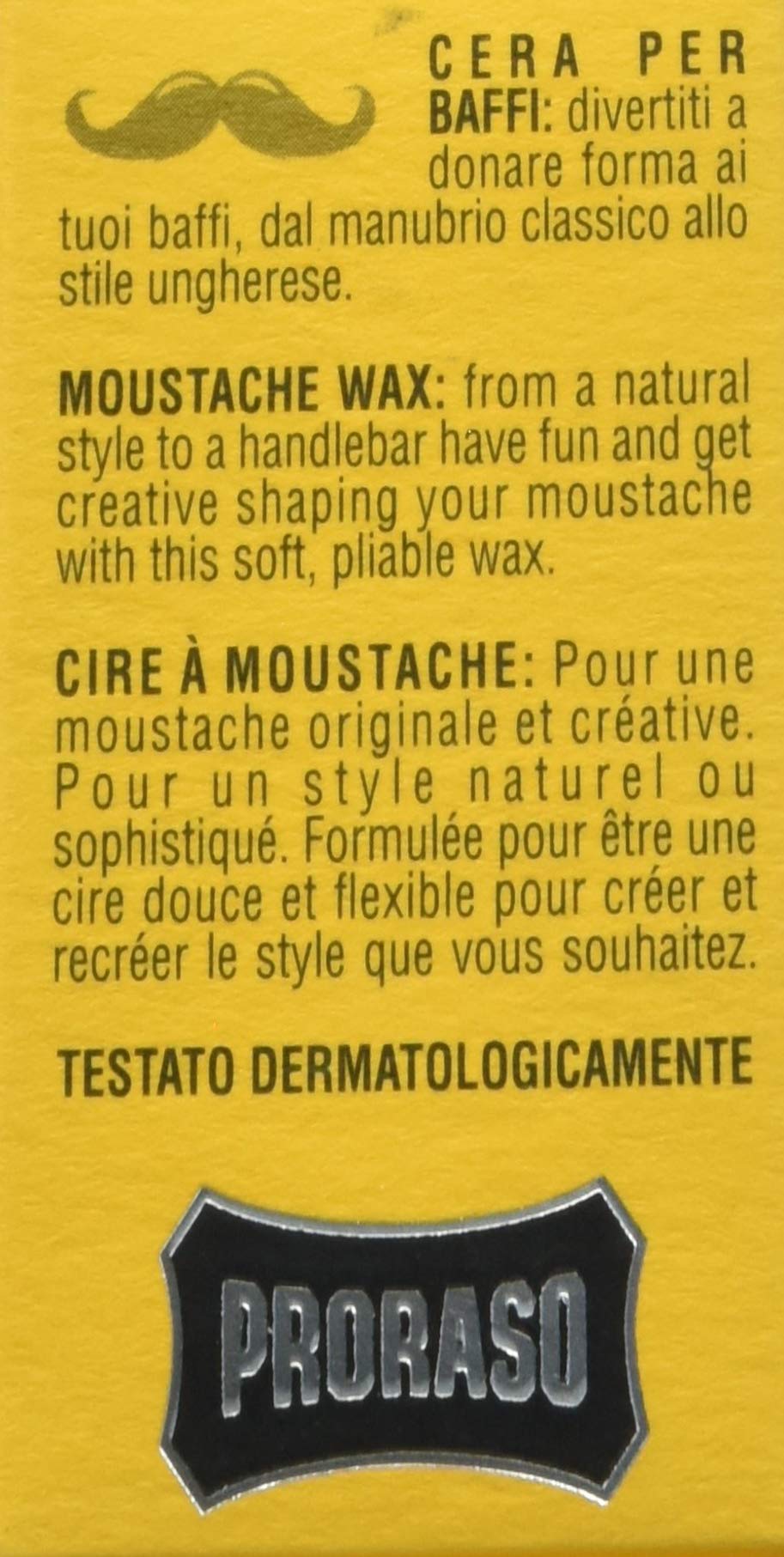 Proraso Medium Hold Moustache Wax - Natural Finish Beard & Moustache Styling Wax - Cream-to-wax Formula - 0.5oz