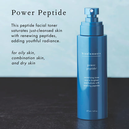 Bioelements Power Peptide - 6 fl oz - Age-Fighting Facial Toner for All Skin Types - Non Drying & Alcohol Free - Vegan, Gluten Free - Never Tested on Animals
