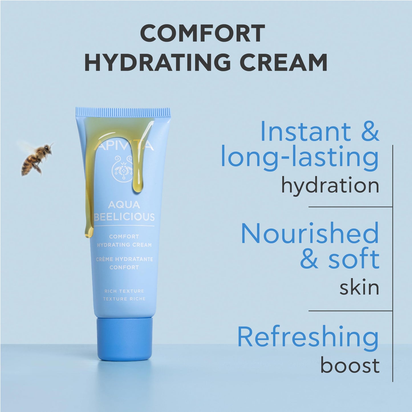 Apivita Aqua Beelicious Comfort Hydrating Cream | Hydrates & Nourishes with Honey, Ceramides & Flowers, 40 mL / 1.35 oz