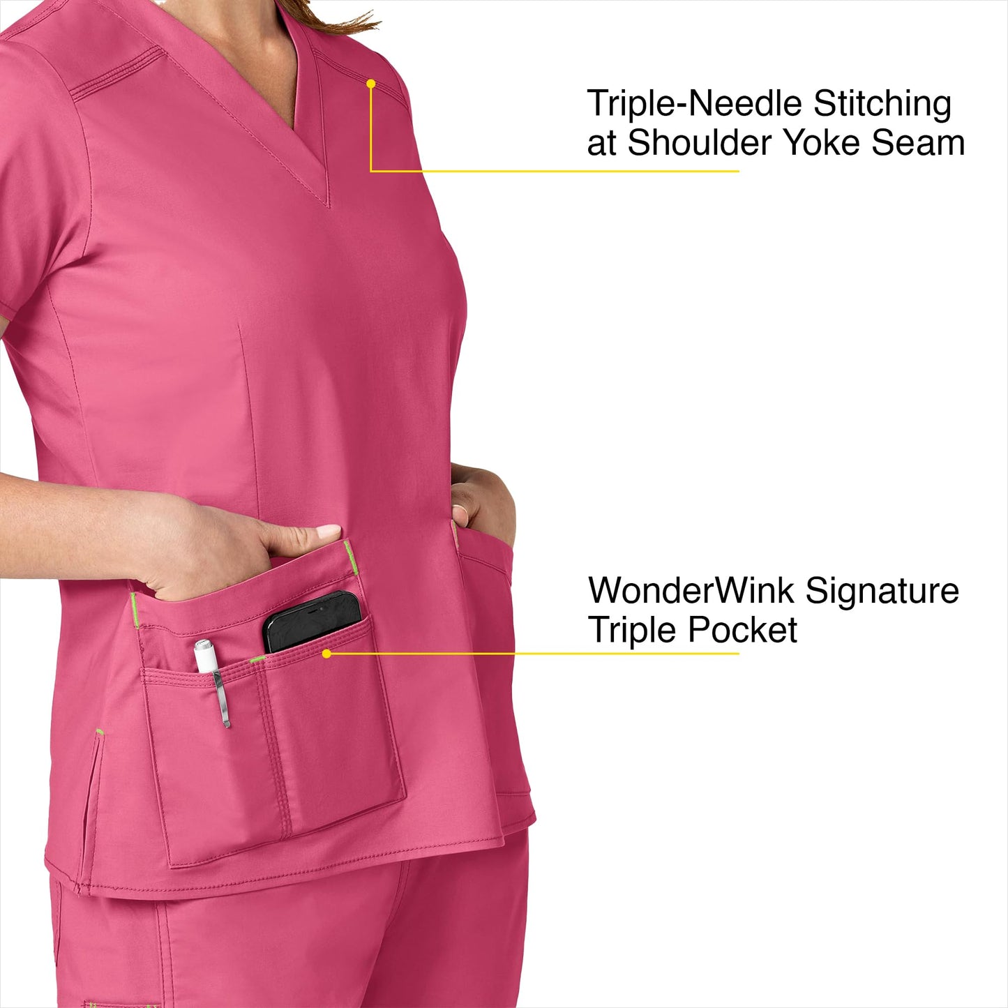 WonderWink Women's Wonderflex Verity Scrub Top, Papaya, X-Small