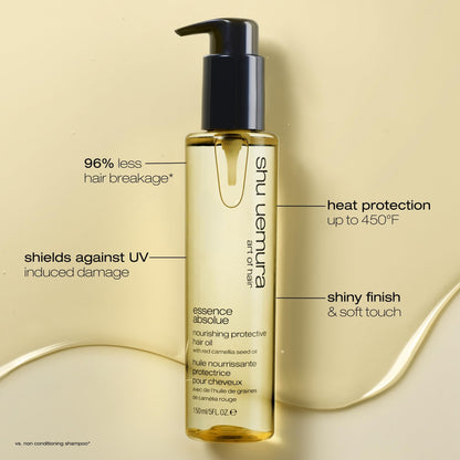 shu uemura art of hair Essence Absolue Nourishing Protective Hair Oil - Lightweight Multi-Benefit, Hydrates, Adds Shine, and Reduces Frizz with Heat Protection, With Japanese Camellia Oil
