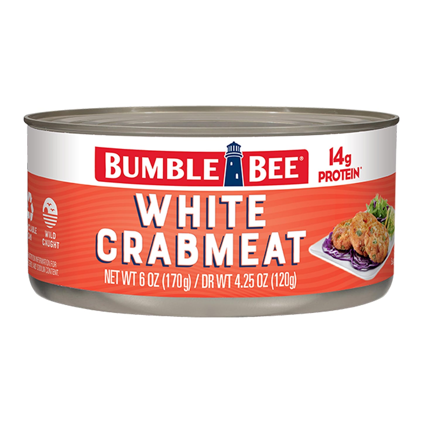 Bumble Bee White Flake Crab Meat in Water, 6 oz Can - 14g Protein & 1g Carb Per Serving - Wild Caught, Flaky, Drain Before Use, 6 Ounce (Pack of 1)