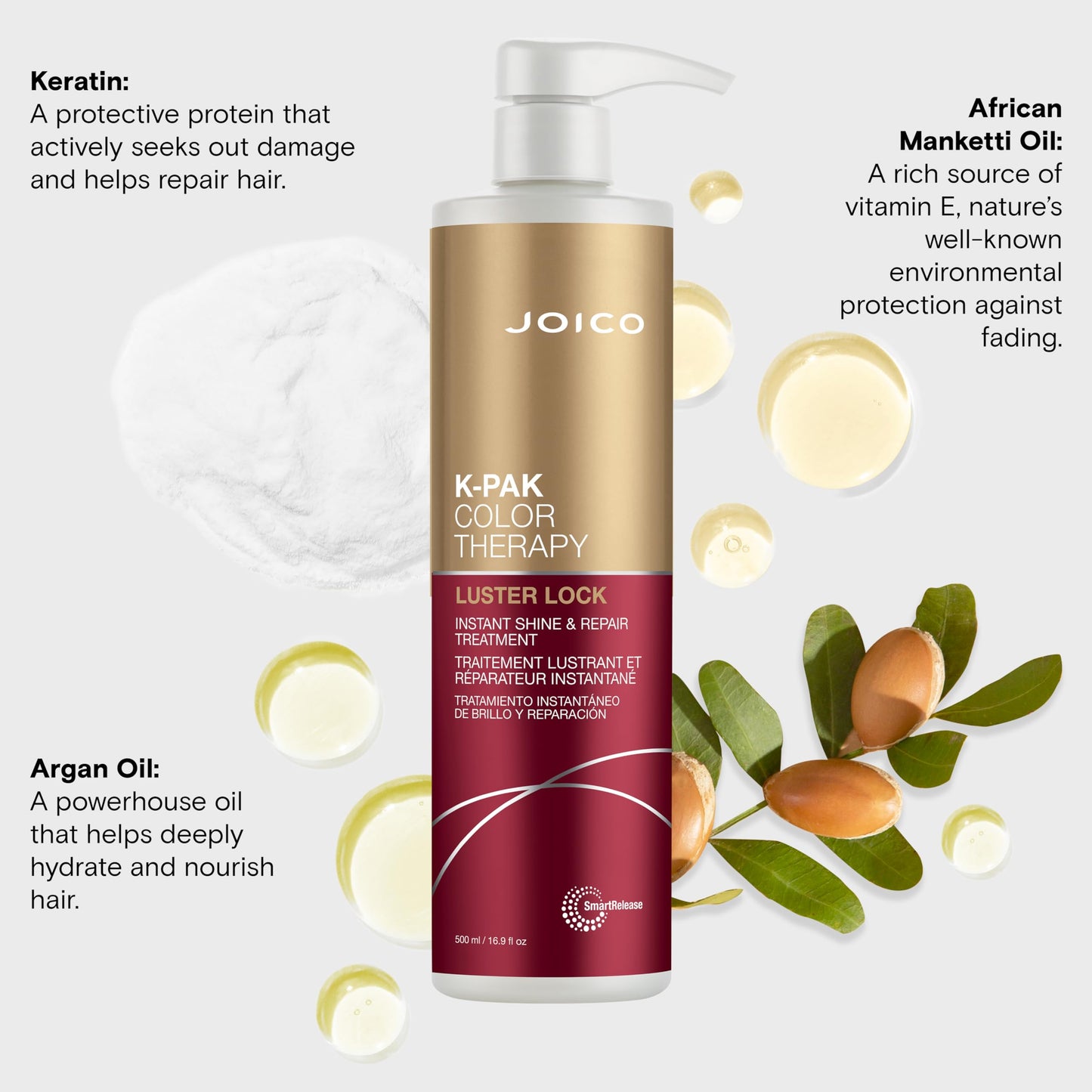 Joico K-PAK Color Therapy Luster Lock Instant Shine & Repair Treatment | For Color-Treated Hair | Boost Color Vibrancy | Repair Breakage | With Keratin & Argan Oil
