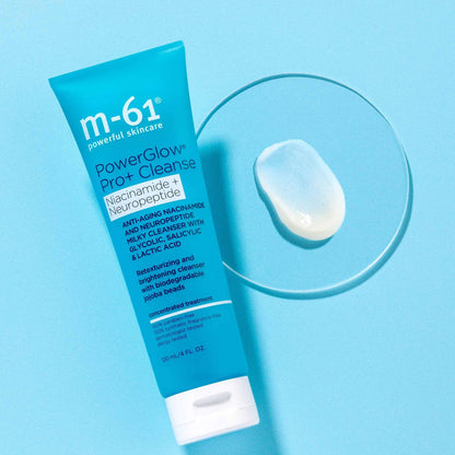 m-61 PowerGlow Pro+ Cleanse | Retexturizing, Brightening Milky Cleanser With Gentle Physical Exfoliators, Glycolic, Salicylic, Lactic Acid, 4 Fl Oz