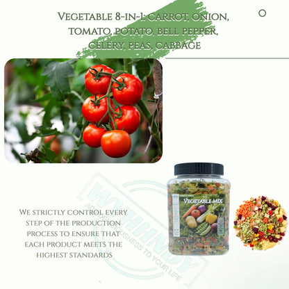 Freeze-Dried Vegetable Mix - 17.64 oz (500 g) Airtight Jar - 9 Vegetable Blend (Carrots, Bell Peppers, Beets, Peas, Peppers, Potatoes, Celery, Onions, Tomatoes) - Quick Meal Prep