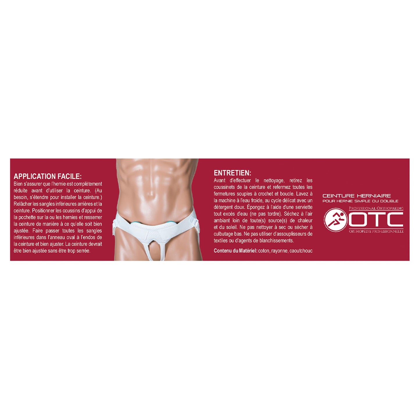 OTC Medical Hernia Belt for Single or Double Hernia, Non Abrasive Truss for Inguinal or Scrotal Hernia Support, White, Medium