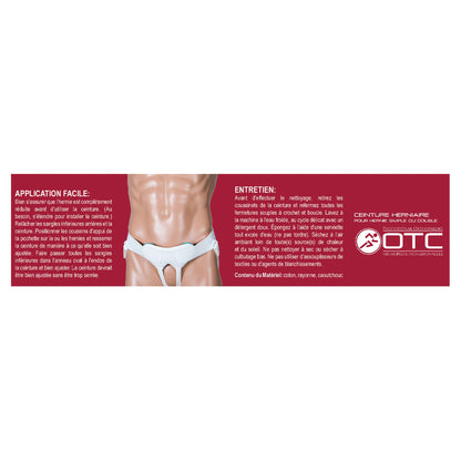 OTC Medical Hernia Belt for Single or Double Hernia, Non Abrasive Truss for Inguinal or Scrotal Hernia Support, White, Medium