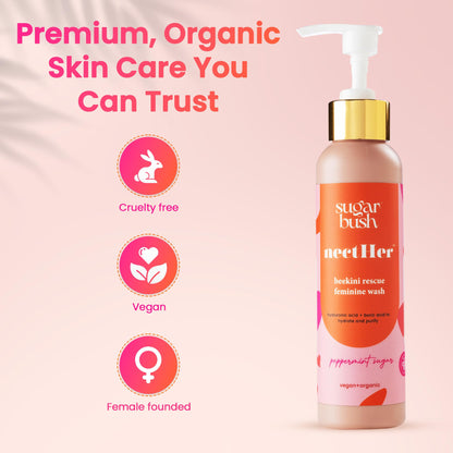 nectHer Purifying Feminine Wash – Hydrating Gelée with Hyaluronic & Boric Acid | pH-Balanced Odor Control | Peppermint Sugar Scent | 7oz