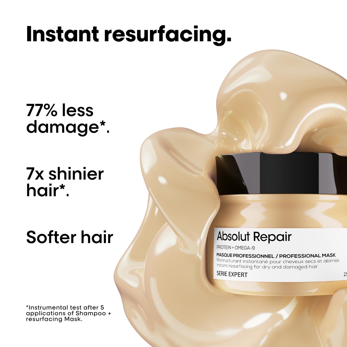 L'Oréal Professionnel Paris Absolut Repair Hair Mask - Hydrates, Repairs Damage & Adds Shine, Nourishing Protein Treatment, For Dry & Damaged Hair