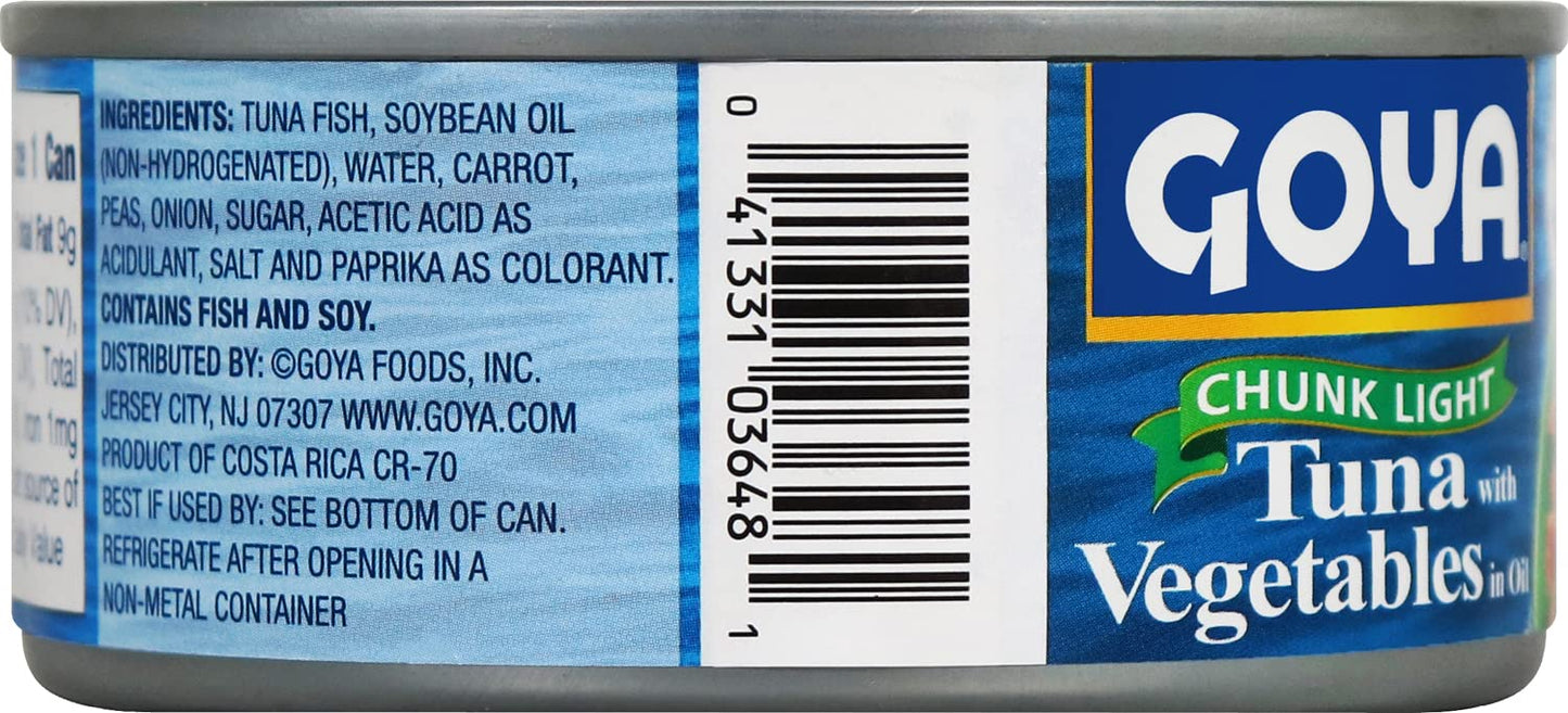 Goya Foods Chunk Light Tuna with Vegetables, Wild Caught, 4.94 Ounce (Pack of 24)