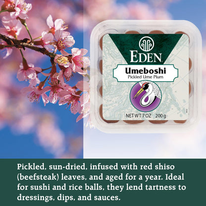 Eden Umeboshi Plum, Japanese Pickled Plum, Wakayama Grown, Whole, Traditionally Made in Japan, No MSG, No Chemical Additives, 7.05 oz