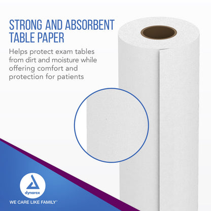New Dynarex Table Paper, High-Quality Exam Table Paper, Used in Medical, Massage, and Chiropractic Tables to Protect Patients, 1 Case of 12 Papers (18" x 225', Smooth)