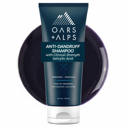 Oars + Alps Anti-Dandruff Shampoo with 2% Salicylic Acid, Made with Spirulina, Charcoal, + Green Algae Extract, 8 Fl Oz