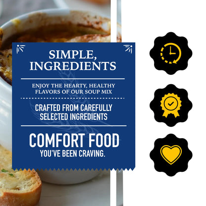 Just In Time Gourmet French Onion Soup Mix, 2 Soups in Box, Quick and Easy Fool-proof Recipe, Simple Ingredients, Hearty Flavors, Must-Have Pantry Item for Classic Comfort Food