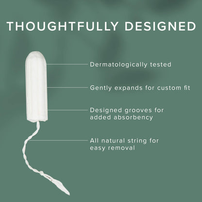 Veeda 100% Natural Cotton Compact Tampons Super Plus Absorbency - Non-Applicator Tampons with leak proof protection - Unscented, Chlorine & Toxin Free - 32 Count