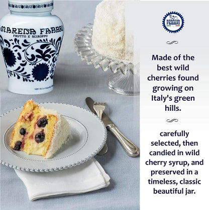Fabbri Amarena Wild Cherries in Syrup, Gluten Free, Non- GMO, Vegan, 21 Ounce