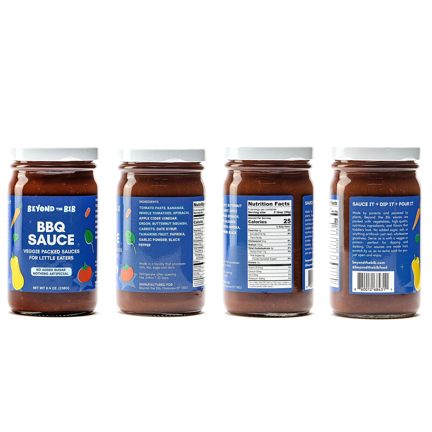 Beyond the Bib All Natural Toddler Sauces for Picky Eaters - Hidden Vegetables, No Added Sugar, Quick & Healthy Mealtime Solution - For 24+ Months (Tomato, BBQ, Sweet Mustard)