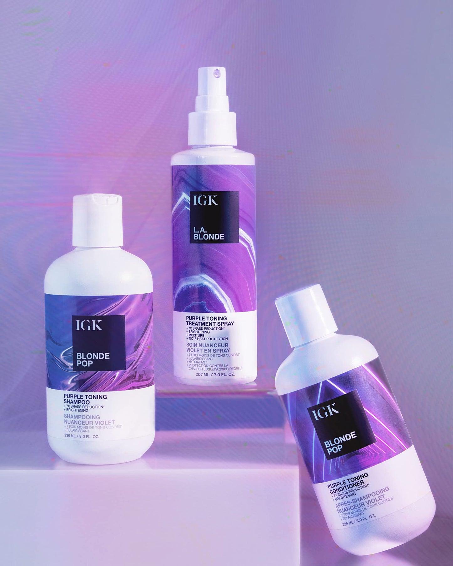 IGK BLONDE POP Purple Toning Conditioner | Brighten + Neutralize Brass | Vegan + Cruelty Free |