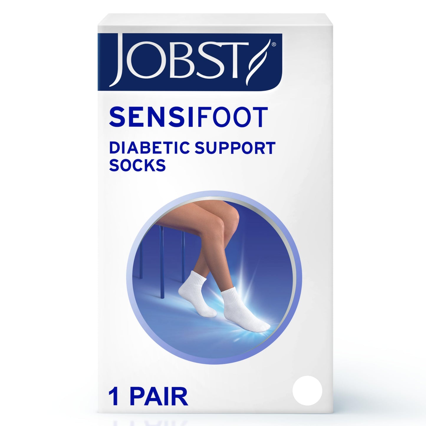 JOBST SensiFoot Diabetic Support Socks for Men and Women with Seamless Toe and Moisture Management - Extra Padding in Toe, Foot, and Heel Area - Mini Crew - Closed Toe - White, X-Large