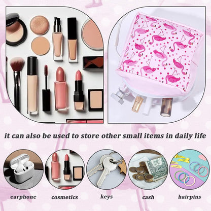 2Pcs 2 Styles Pink Period Bag Flamingo Sanitary Pad Bag Cute Pink Flamingo Print Sanitary Napkin Pouch Portable Waterproof Feminine Product Travel Storage Organizer for Women Daily Use
