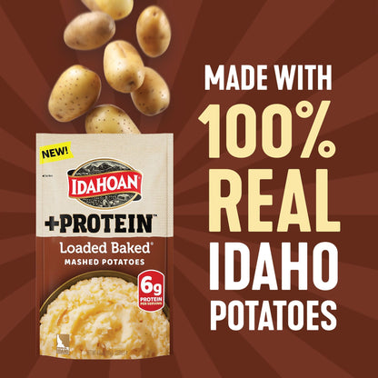 Idahoan Loaded Baked +Protein Mashed Potatoes, Naturally Gluten-Free, 100% Real Idaho Potatoes, 4 servings per bag, 4.6 ounce (Pack of 10)